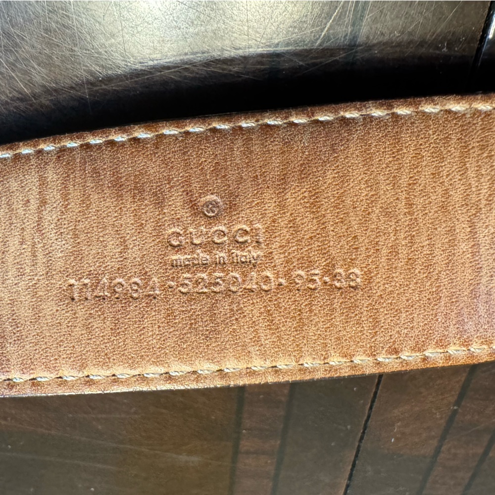 Authentic Gucci GG Supreme Logo Leather Belt Green Size 95 / US 38 - Picture 8 of 11